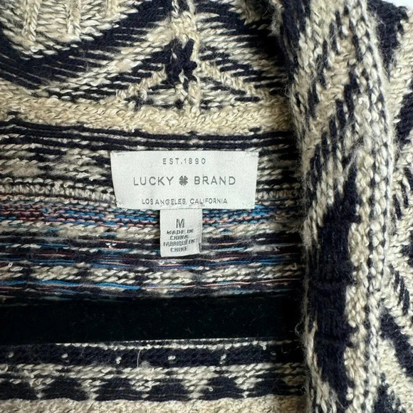 Lucky Brand Aztec Long Sleeve Open Front Sweater Cardigan - Picture 2 of 4